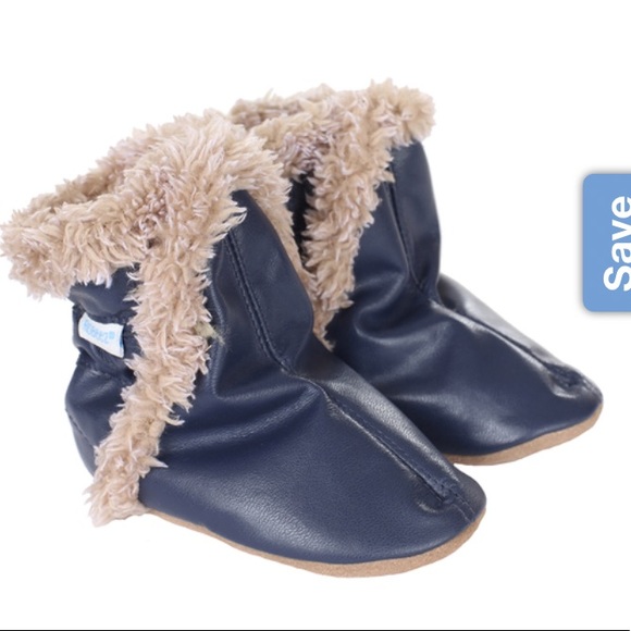 Robeez Soft Sole Navy Booties Sz 18-24mo - Picture 2 of 8